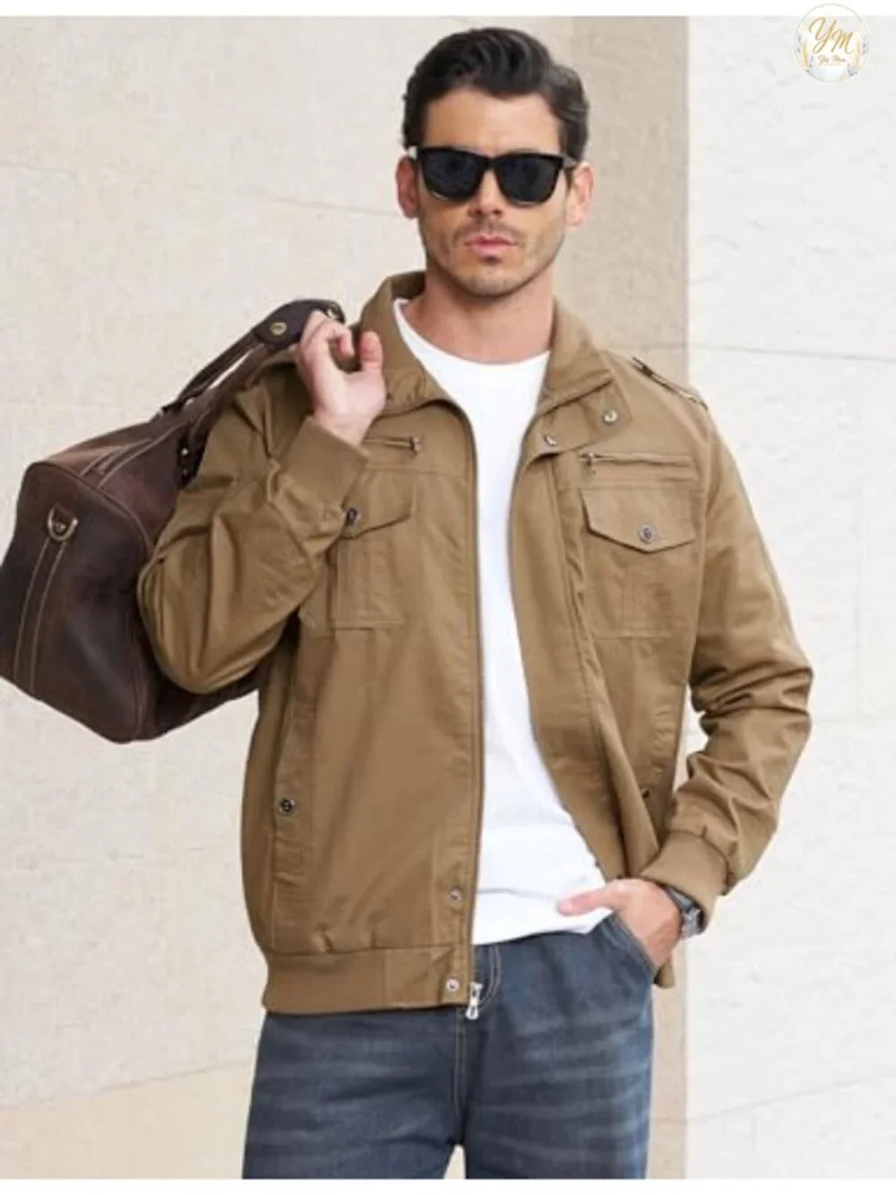 Men's Cotton Military Flight Jacket Multi Pocket Workwear